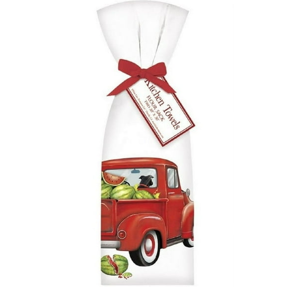 Mary Lake-Thompson T1916 2 Watermelon Truck Ribbon Tied Flour Sack Towels 30 Inches Square