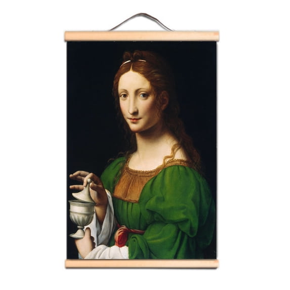 Mary Magdalene Famous Vintage Oil Painting - Leonardo da Vinci Antique Hanging Canvas Print Art Scroll Painting Wall Banner For Living Room Office Christ Church Gallery Wall Decor,Multicolor,40X30 CM