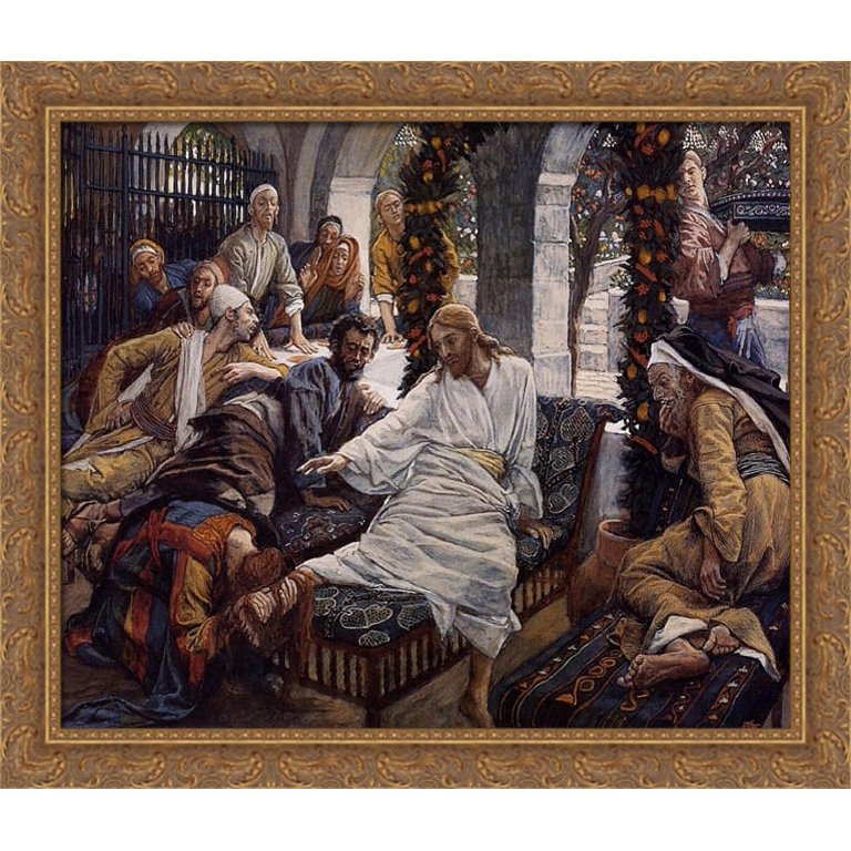 Mary Magdalene s Box of Very Precious Ointment 34x28 Large Gold Ornate Wood Framed Canvas Art by James Tissot