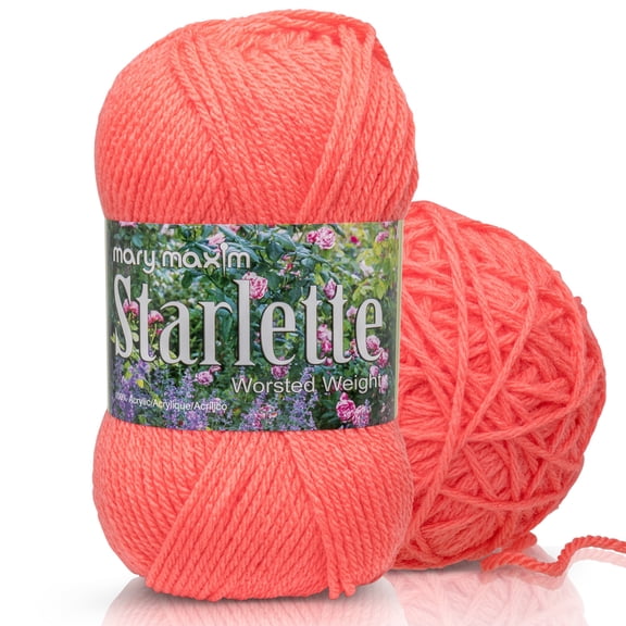 Mary Maxim Starlette Crochet and Knitting Yarn - Acrylic Worsted Weight Yarn 4, Coral