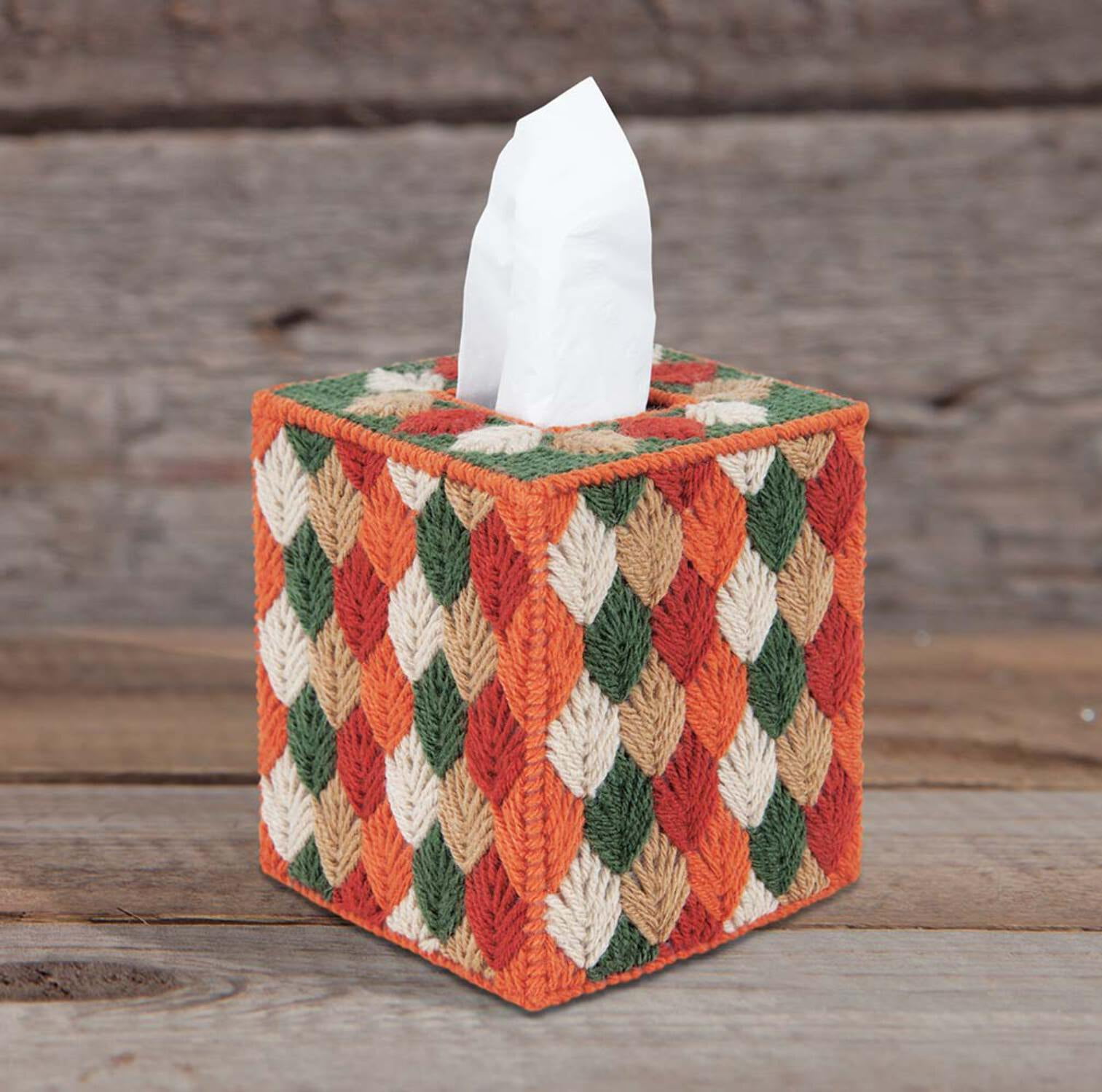 Mary Maxim Autumn Leaves Tissue Box Cover Plastic Canvas Kit