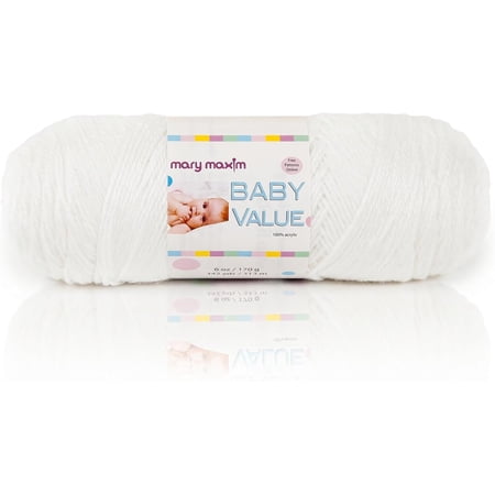 Mary Maxim Baby Value Yarn, Soft White Yarn for Baby, Acrylic Worsted Weight - White Yarn