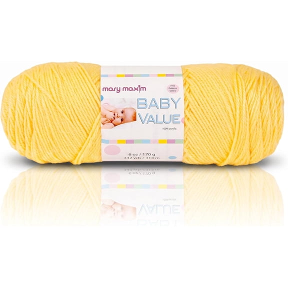 Mary Maxim Baby Value Yarn, Soft Yarn for Baby, Acrylic Worsted Weight - Yellow Yarn