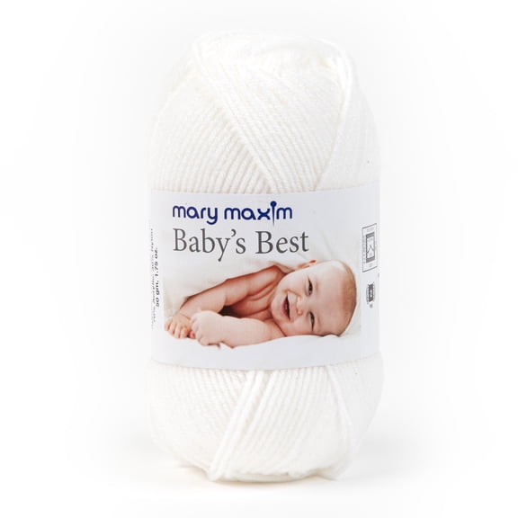 Mary Maxim Baby’s Best White Yarn Size 2 Yarn for Baby, Acrylic Nylon Blend, 171 Yards