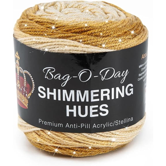 Mary Maxim Bag-O-Day Shimmering Hues Yellow Ombre Yarn, Sparkle Yarn Cake, Wembley