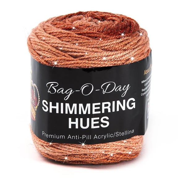 Mary Maxim Bag-O-Day Shimmering Orange Ombre Yarn, Sparkle Yarn, Burnin Through the Sky