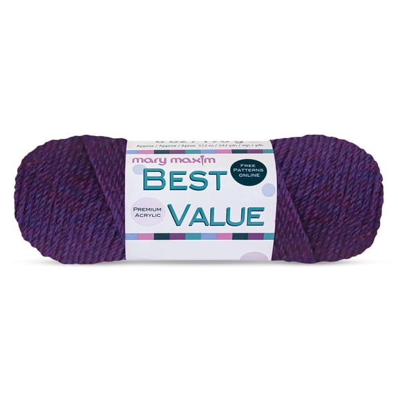 Mary Maxim Best Value Worsted Weight Yarn, 100% Acrylic Yarn 342 Yards, Merlot