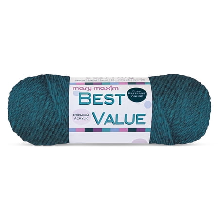 Mary Maxim Best Value Worsted Weight Yarn, 100 percent Acrylic Yarn 342 Yards, Deep Teal Yarn
