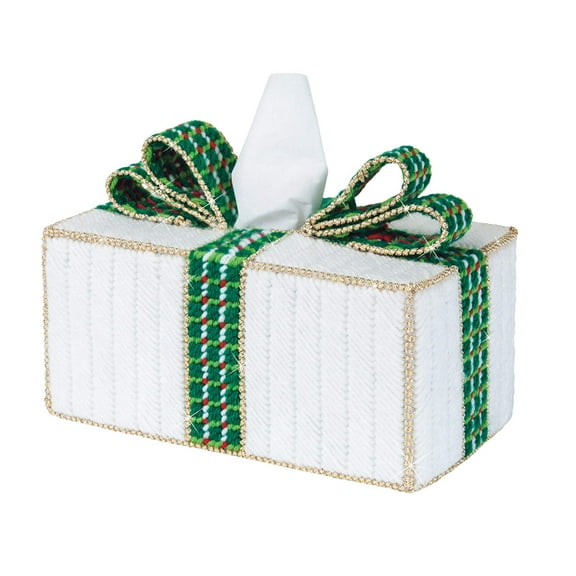 Mary Maxim Christmas Package Tissue Box Cover Plastic Canvas Kit