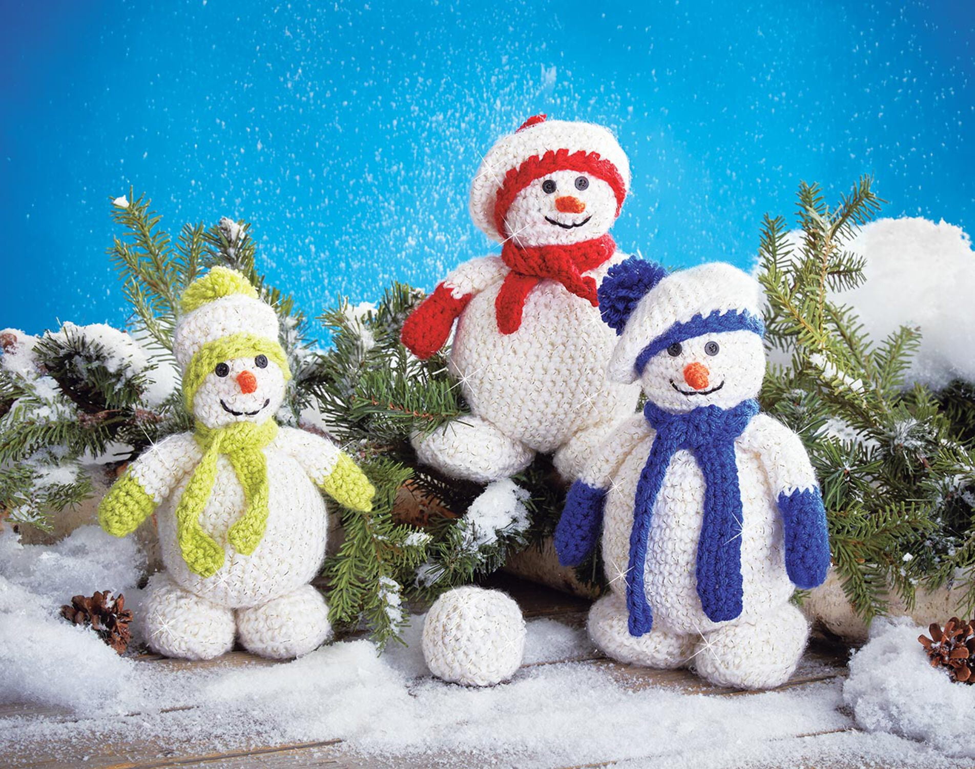 Mary Maxim Crocheted Snowcap Family Kit Yarn