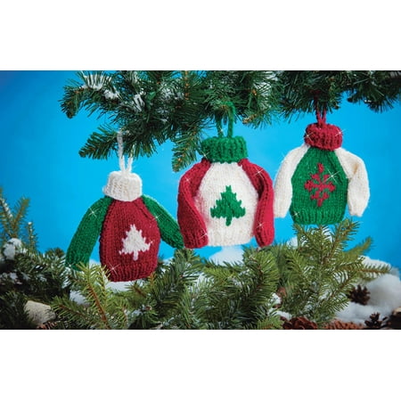 Mary Maxim Knitted Mini Sweaters Ornament Kit Yarn