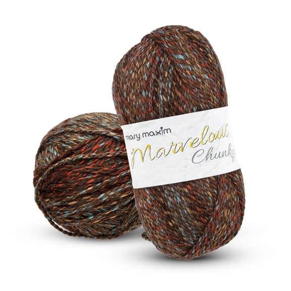 Mary Maxim Marvelous Chunky Yarn 5 Weight Bulky Yarn Acrylic, 270 Yards Chocolate Mint