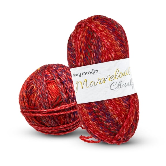 Mary Maxim Marvelous Chunky Yarn 5 Weight Bulky Yarn, 100% Acrylic, 270 Yards Rock'n Red