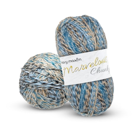 Mary Maxim Marvelous Chunky Yarn 5 Weight Bulky Yarn, 100% Acrylic, 270 Yards, Waterfront