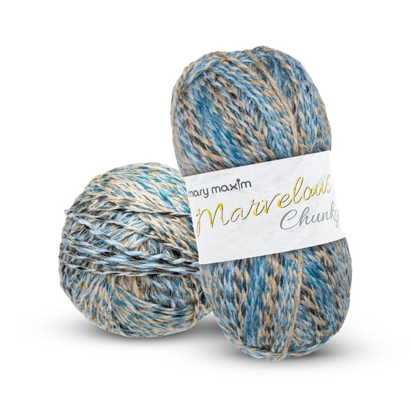 Mary Maxim Marvelous Chunky Yarn 5 Weight Bulky Yarn, 100% Acrylic, 270 Yards, Waterfront