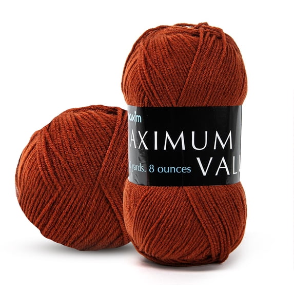 Mary Maxim Maximum Value Copper Acrylic Yarn for Crocheting, Knitting 474 Yds, Copper