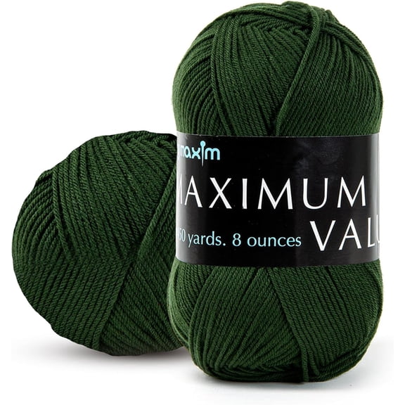 Mary Maxim Maximum Value Green Acrylic Yarn for Crocheting, Knitting 474 Yds, Dark Green