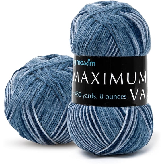 Mary Maxim Maximum Value Acrylic Teal Yarn for Crocheting, Knitting 474 Yds, Teal Ombre