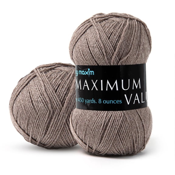 Mary Maxim Maximum Value Brown Acrylic Yarn for Crocheting, Knitting 474 Yds, Light Brown
