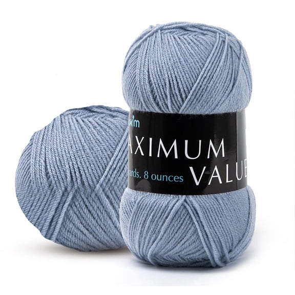 Mary Maxim Maximum Value Blue Yarn for Crochet, Knitting 474 Yds Acrylic Yarn Light Denim