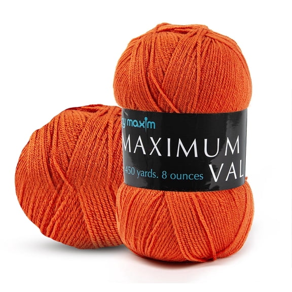 Mary Maxim Maximum Value Acrylic Orange Yarn for Crocheting, Knitting 474 Yds, Pumpkin