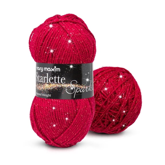 Mary Maxim Starlette Sparkle Yarn Ruby Red Glitter Yarn Knitting and Crocheting 196 Yards