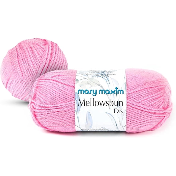 Mary Maxim Mellowspun DK Weight Yarn, Acrylic Pink Yarn 284 Yards, 3.5 Oz, Pink