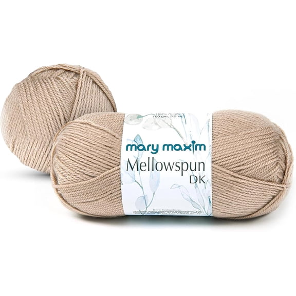 Mary Maxim Mellowspun DK Weight Yarn, Lightweight Acrylic Yarn 284 Yards, 3.5 Oz, Sand