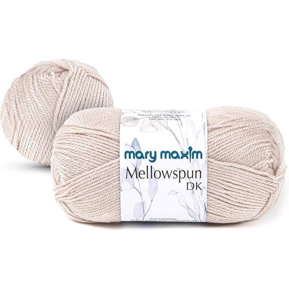 Mary Maxim Mellowspun DK Weight Yarn, Lightweight Acrylic Yarn 284 Yards, 3.5 Oz, Buff