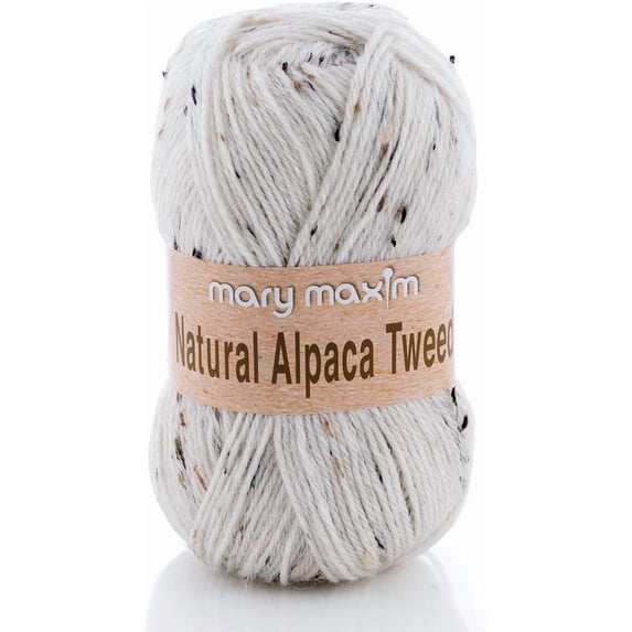 Mary Maxim Alpaca Yarn Medium Worsted Weight Natural Tweed Yarn 262 Yards, Raw Cotton