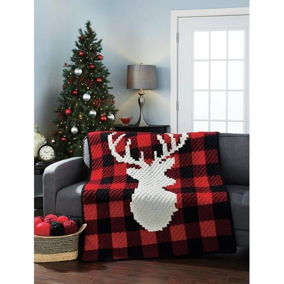 Mary Maxim Plaid Stag Blanket