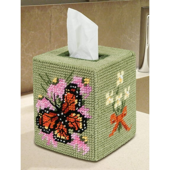 Mary Maxim Plastic Canvas Tissue Box Kit 5"-Monarch Butterfly (7 Count)