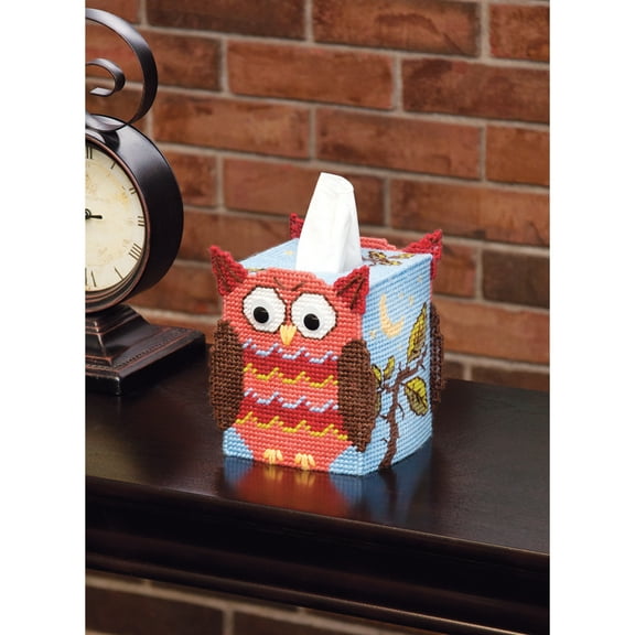 Mary Maxim Plastic Canvas Tissue Box Kit 5"-Owl (7 Count)