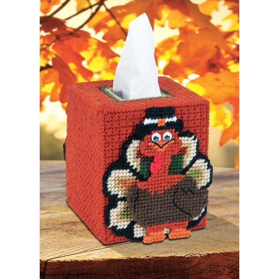 Mary Maxim Plastic Canvas Tissue Box Kit 5"-Thomas Turkey (7 Count)