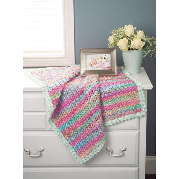 Mary Maxim Prism Colors Blanket - Rainbow & Mint