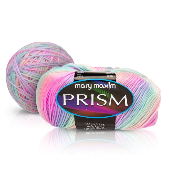 Mary Maxim Prism Yarn, Soft Acrylic DK Variegated Yarn 3.5 oz Skein 290 Yards, Rainbow