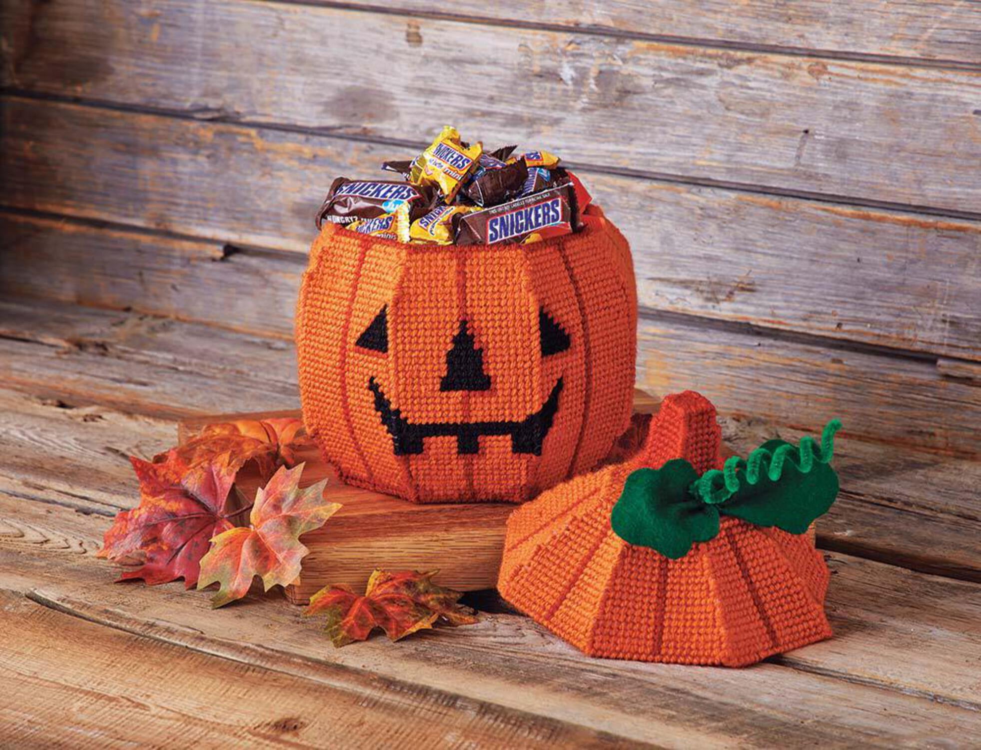 Mary Maxim Pumpkin Candy Dish Plastic Canvas Kit