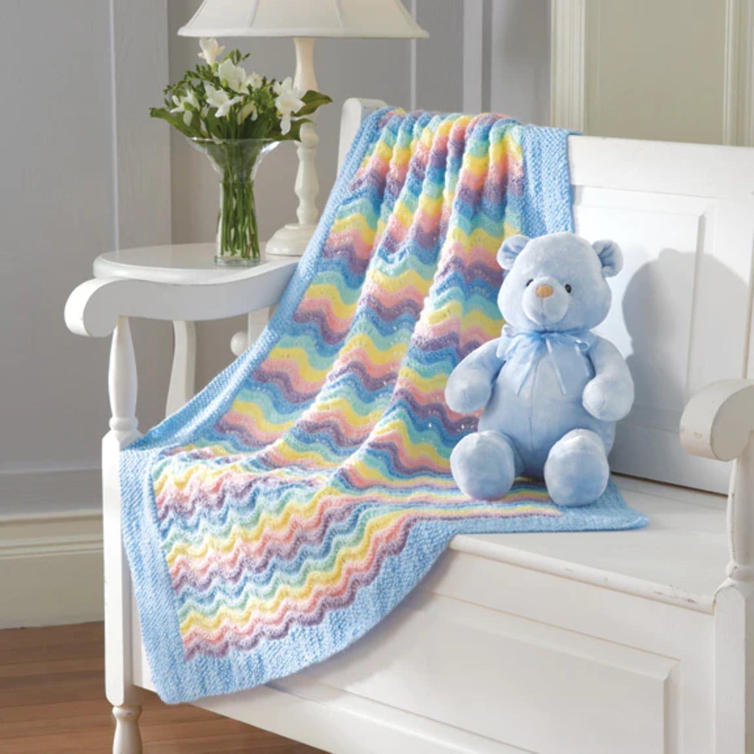 Mary Maxim Rippled Baby Blanket Kit to Knit or Crochet