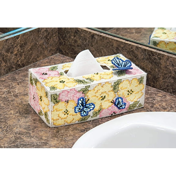 Mary Maxim Rose Garden Tissue Box Plastic Canvas Kit
