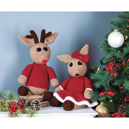 Mary Maxim Rudy and Rita Reindeer Crochet Kit Yarn