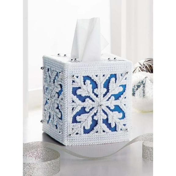 Mary Maxim Snowy Winter Plastic Canvas Tissue box Cover