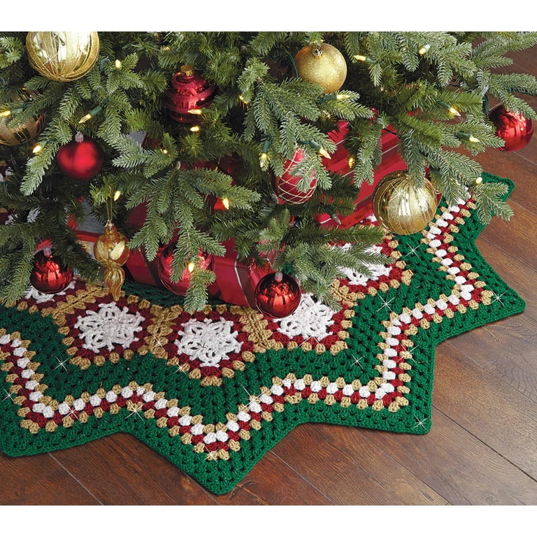 Mary Maxim Sparkle Christmas Tree Skirt Crochet Kit Yarn 