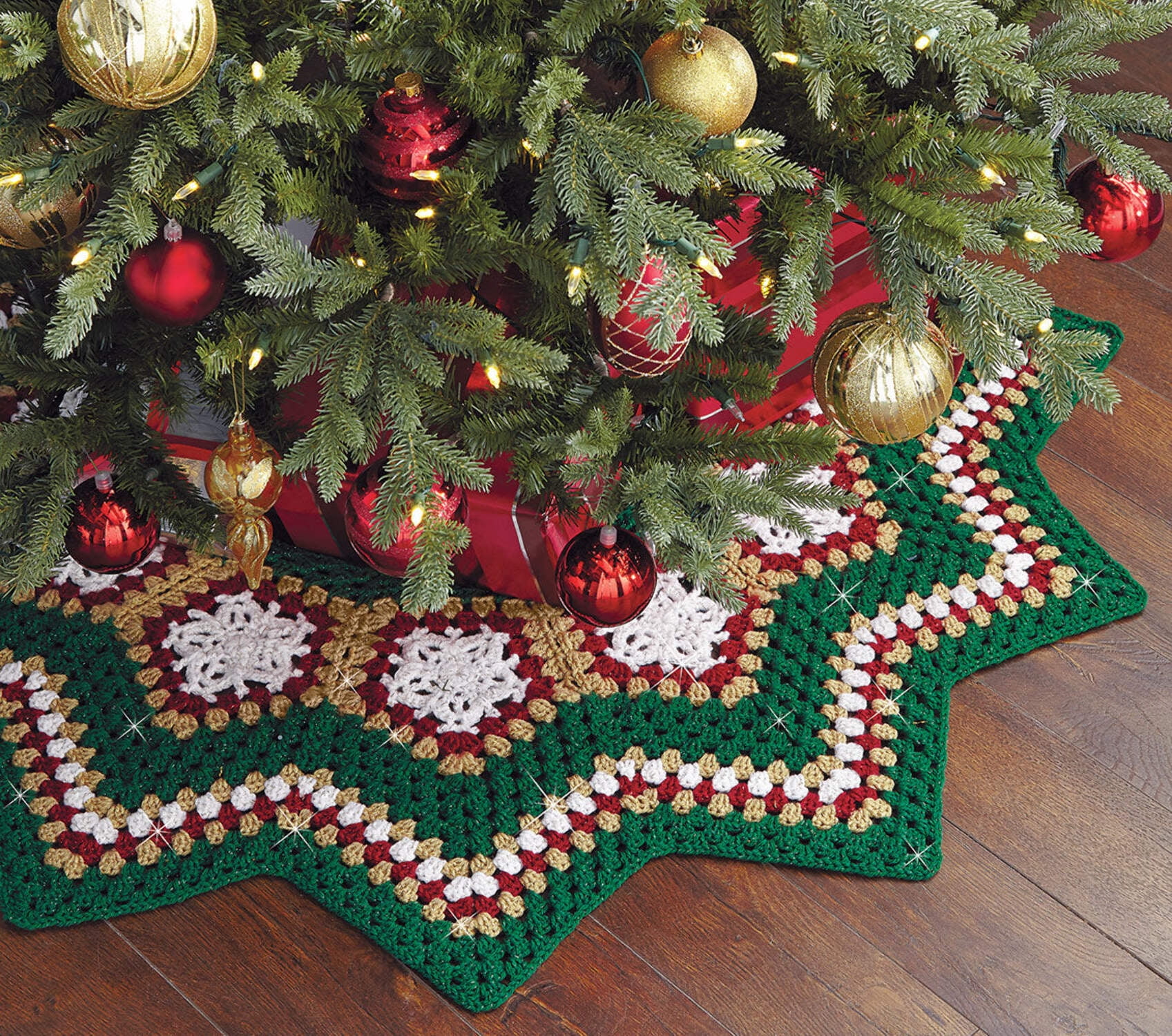 Mary Maxim Sparkle Christmas Tree Skirt Crochet Kit Yarn