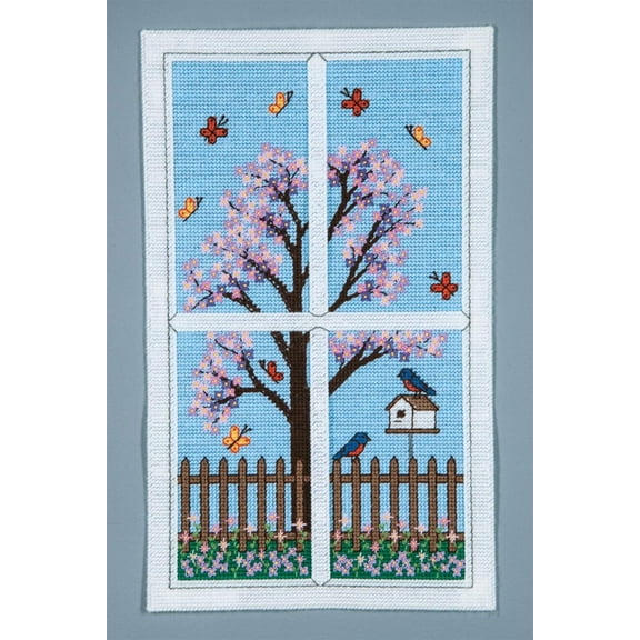 Mary Maxim Spring Window Frame Wall Hanging Plastic Canvas Kit