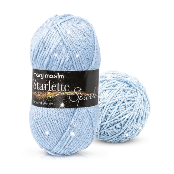 Mary Maxim Starlette Sparkle Yarn Ice Blue Glitter Yarn Knitting and Crocheting 196 Yards