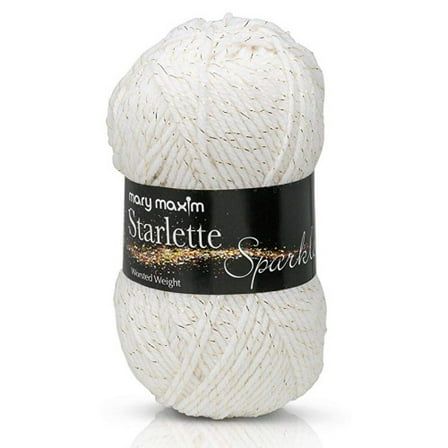 Mary Maxim Starlette Sparkle Yarn-White