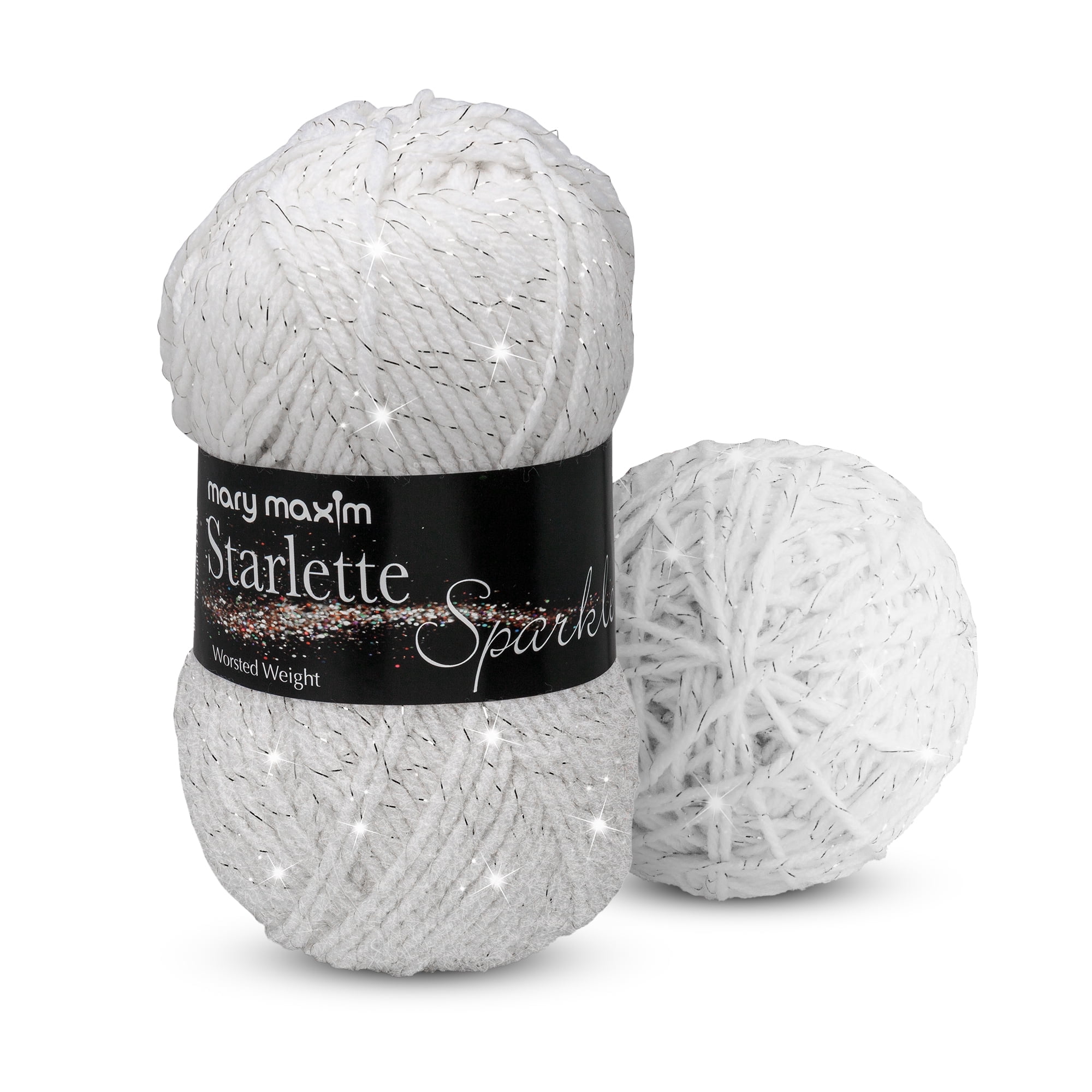 Mary Maxim, Starlette Sparkle Yarn, White/Silver, 100g - Walmart.com