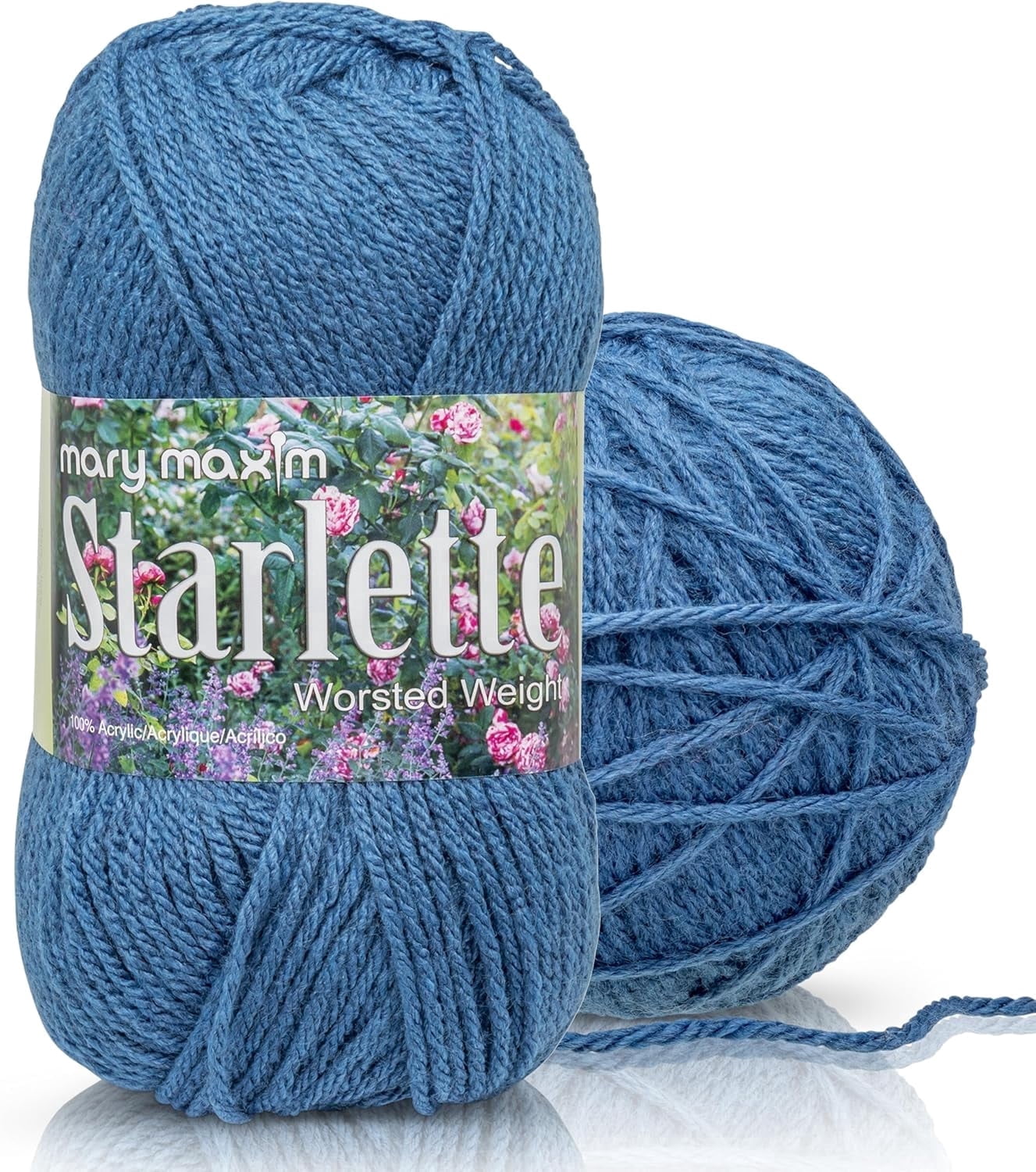Mary Maxim Starlette Crochet and Knitting Yarn, Acrylic Yarn, Light Denim Heather