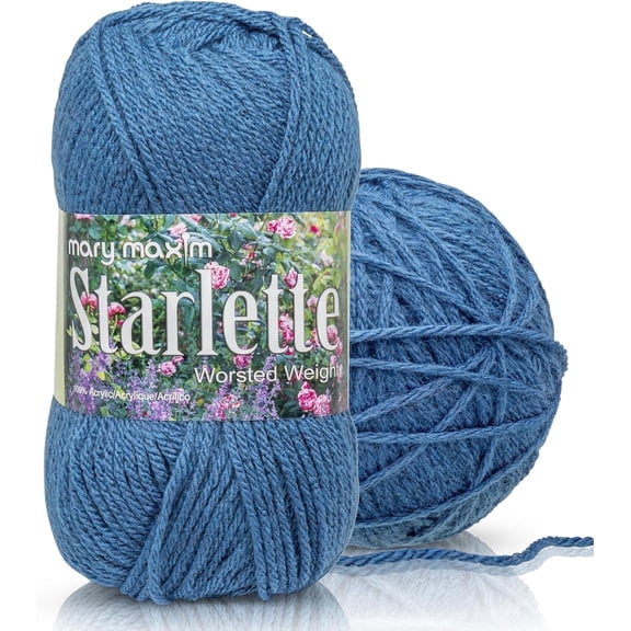 Mary Maxim Starlette Crochet and Knitting Yarn, Acrylic Yarn, Light Denim Heather