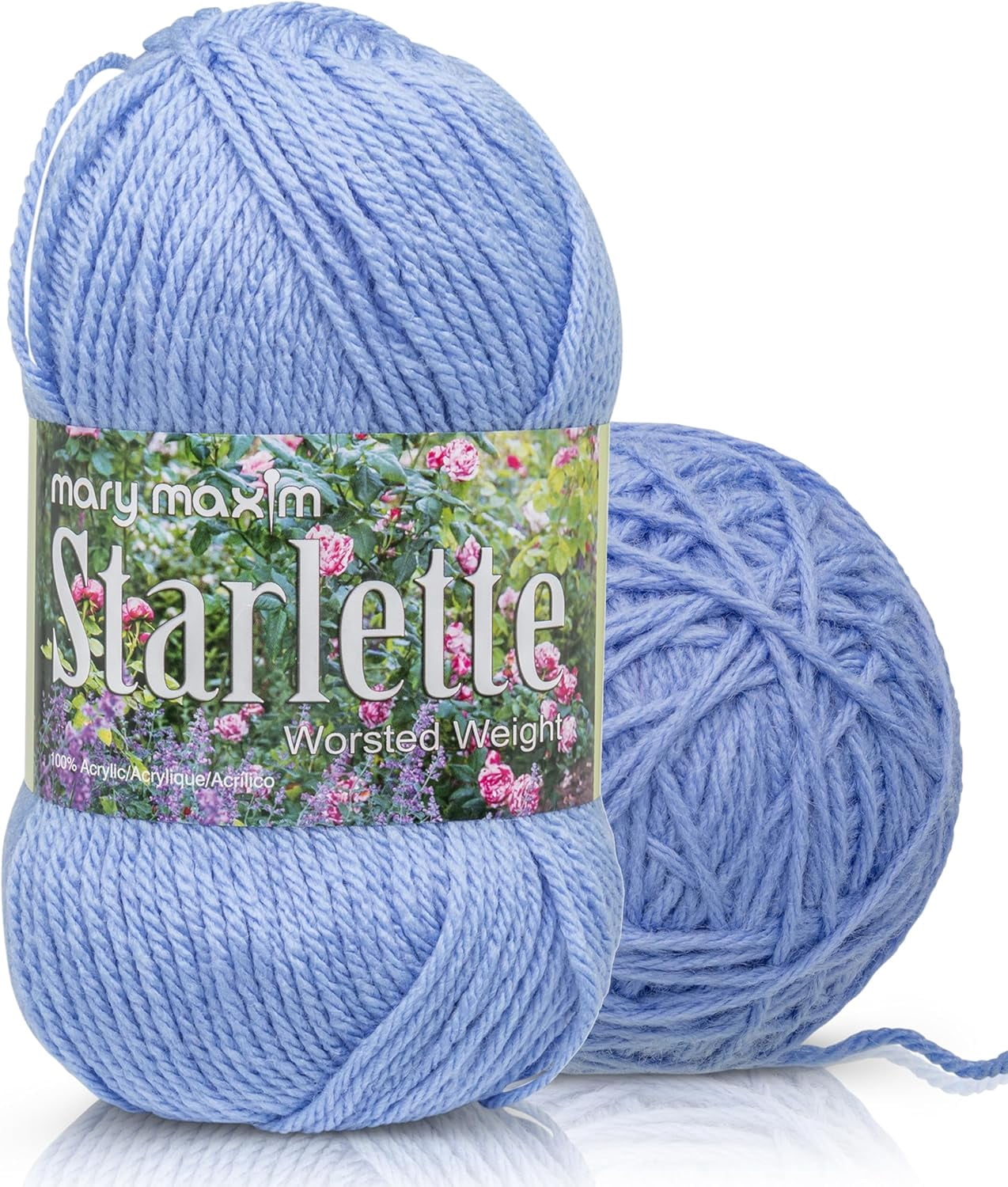 Mary Maxim Starlette Crochet and Knitting Yarn, Acrylic Worsted Weight Yarn 4, Light Denim